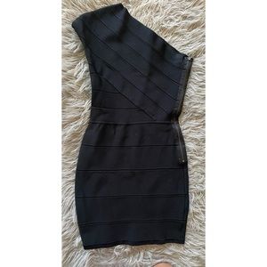 One Shoulder Black Mini Dress